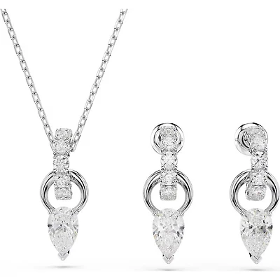 Swarovski Mesmera set, Pear cut, Round cut, White, Rhodium plated  - 5723197