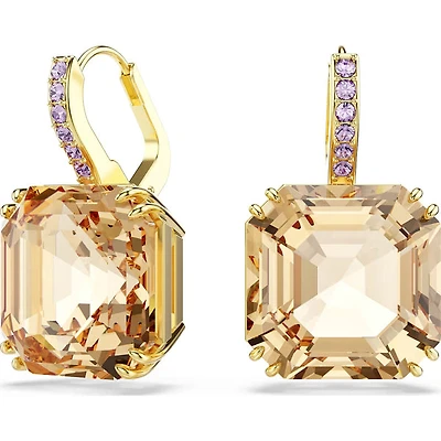 Millenia drop earrings, Mixed cuts, Caramel, Gold-tone plated 5725744