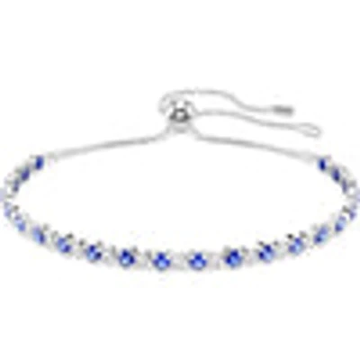 Swarovski Matrix Tennis bracelet, Mixed round cuts, Blue, Rhodium plated 5725854