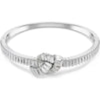 Swarovski Matrix bangle, Baguette cut, Knot, White, Rhodium plated 5727120
