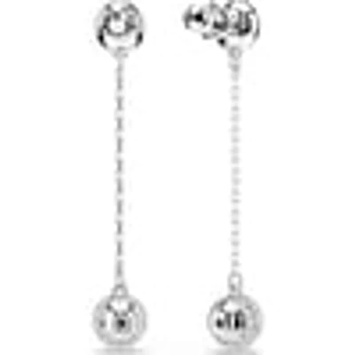 Una Angelic drop earrings, Round cut, White, Rhodium plated 5732273