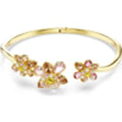 Idyllia bangle, Mixed cuts, Flower, Multicolored, Gold-tone plated 5732387
