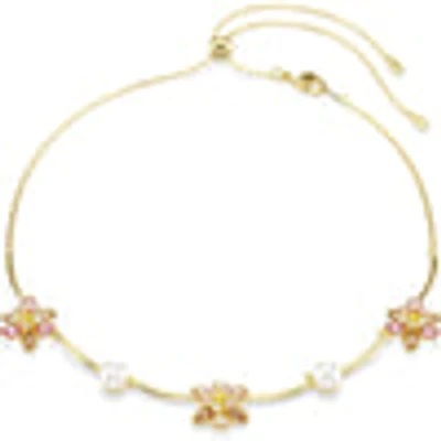 Idyllia necklace, Crystal pearl, Mixed cuts, Flower, Multicolored, Gold-tone plated 5732388