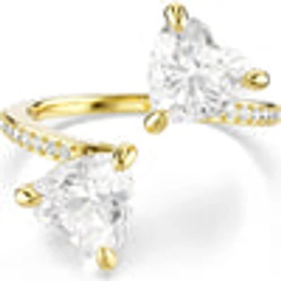 Mesmera Attract open ring, Heart cut, Pavé, Heart, White, Gold-tone plated 5733477