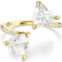 Mesmera Attract open ring, Heart cut, Pavé, Heart, White, Gold-tone plated 5733477