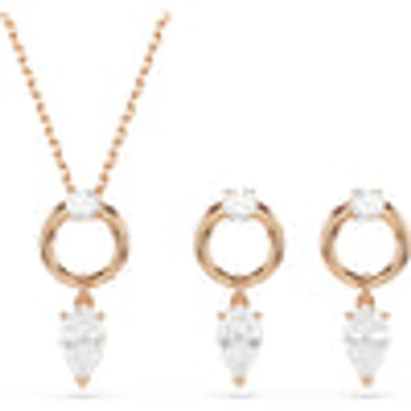 Swarovski Mesmera set, Pear cut, Round cut, White, Rose gold-tone plated 5733808