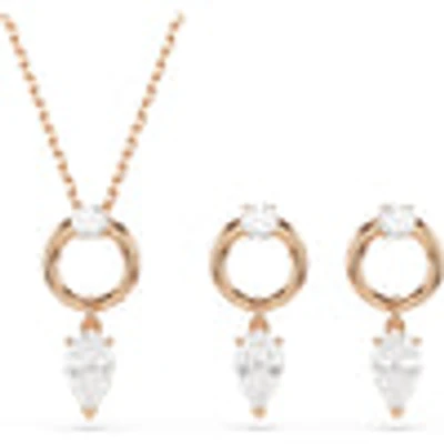 Swarovski Mesmera set, Pear cut, Round cut, White, Rose gold-tone plated 5733808