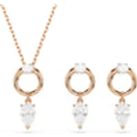 Swarovski Mesmera set, Pear cut, Round cut, White, Rose gold-tone plated 5733808