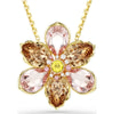Idyllia pendant and brooch, Mixed cuts, Flower, Multicolored, Gold-tone plated 5735227