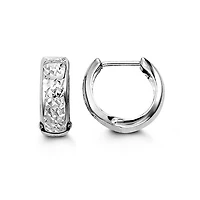 10K White Gold Diamond Cut Huggies/Earrings