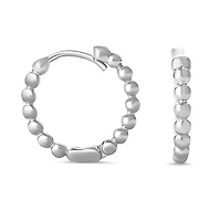 10K Mini Huggie White Gold Beaded Earrings