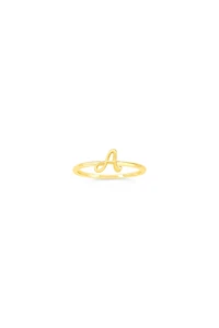 10K Yellow Gold Initial Rings - Letter A