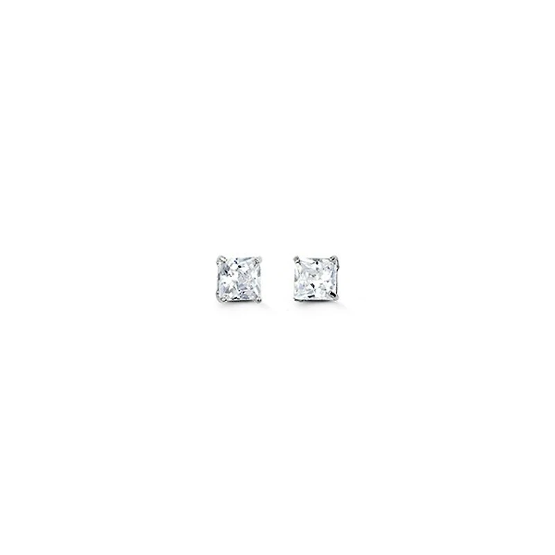 14K Gold Princess Cut Cubic Zirconia Earrings