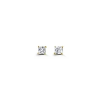 Tracking - 14K Yellow Gold Princess Cut Cubic Zirconia Earrings - 6mm