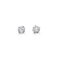 14K White Gold 3mm Round Cubic Zirconia Stud Earrings