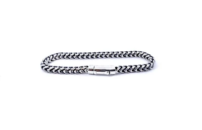 925 Sterling Silver Franco Bracelet with Bar Lock Clasp