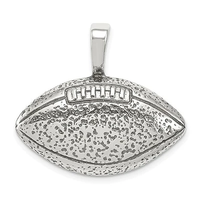 925 Sterling Silver Polished Finish Amercian Football Pendant - 17.15mm x 28.45mm