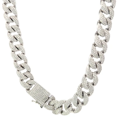 925 Sterling Silver Miami Cuban Curb Bracelet with Cubic Zirconias