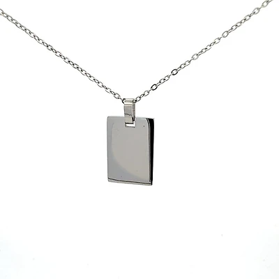 Stainless Steel 22x20mm Engravable Dog Tag Pendant - 18"