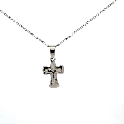 Stainless Steel 23X15mm Cross Pendant - 18"