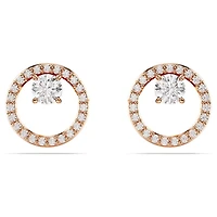 Swarovski Constella stud earrings, Round cut, White, Rose tone plated - 5692263/5701587 (SS)