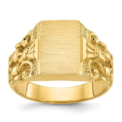 14K Yellow Gold 13mm x 9mm Men's Signet Ring