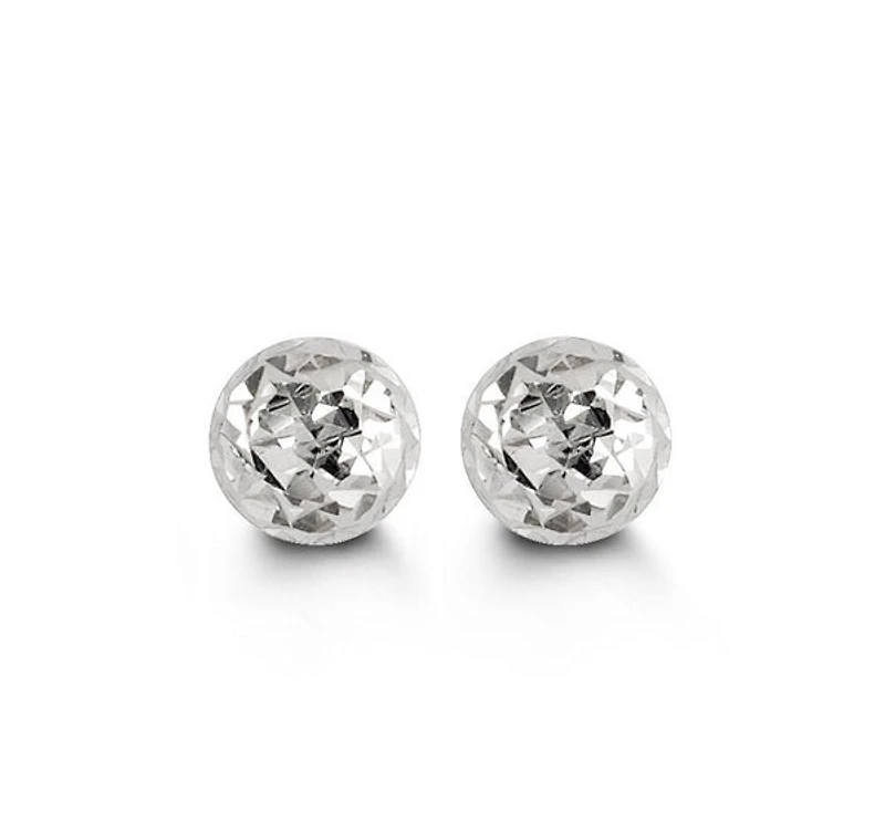 Tracking - 10K White Gold Diamond Cut Ball Earrings 5mm