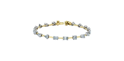 14K Yellow and White Lab Grown Diamond Bracelet