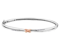 10K White and Rose Gold 0.10 cttw Diamond Bangle