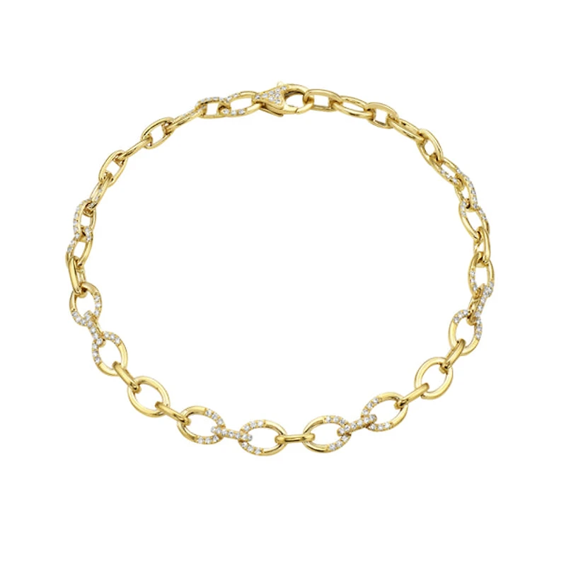 14K Yellow Gold 0.50cttw Round-Cut Diamond Link Bracelet
