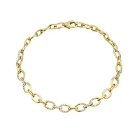 14K Yellow Gold 0.50cttw Round-Cut Diamond Link Bracelet