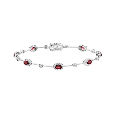 14K White Gold Ruby & Diamond Bracelet