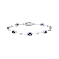 14K White Gold Sapphire & Diamond Bracelet