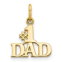14K Yellow Gold Polished "#1 DAD" Charm - 17mm x 13mm