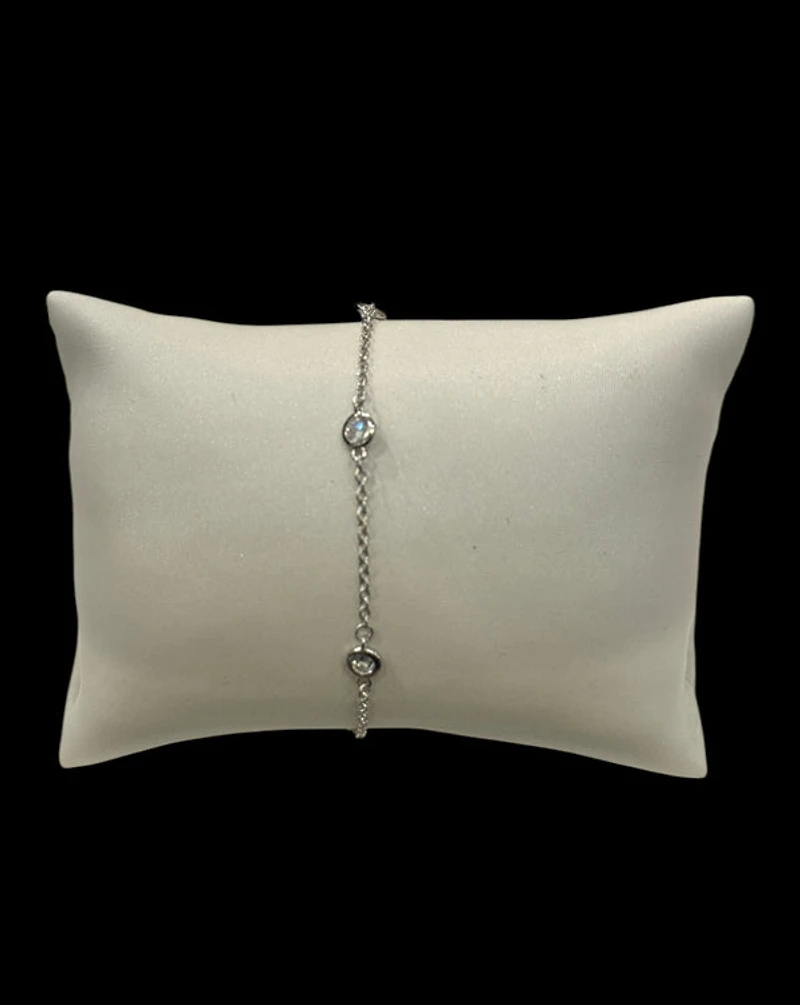 925 Sterling Silver Cubic Zirconia Link Bracelet - 6.5-8.5 Inches