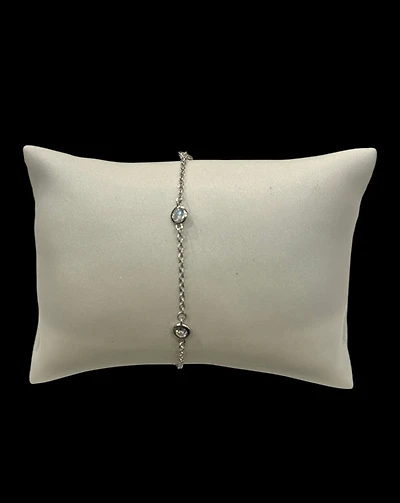 925 Sterling Silver Cubic Zirconia Link Bracelet  -  6.5-8.5 Inches