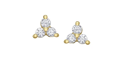 10K Yellow Gold 0.12 cttw Diamond Earrings