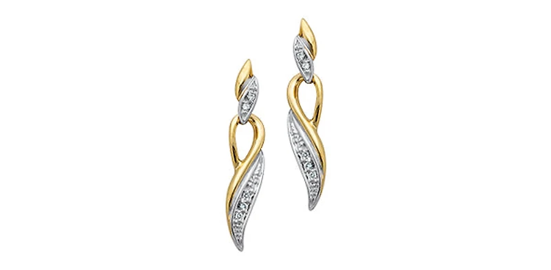 10K Yellow Gold 0.05cttw Diamond Dangle Earrings