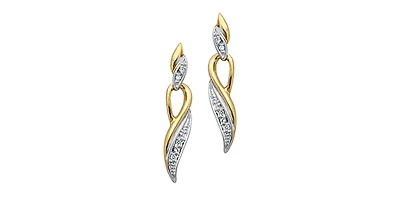 10K Yellow Gold 0.05cttw Diamond Dangle Earrings