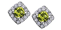 10K White Gold Peridot & Diamond Earring