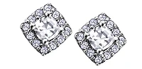10K White Gold White Zircon & Diamond Earring