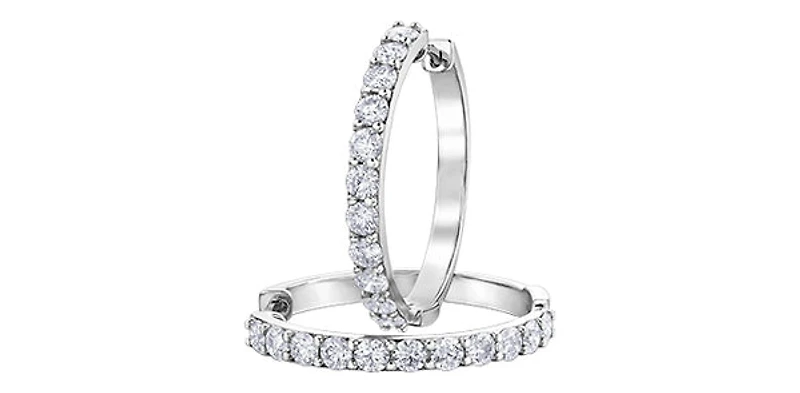 10K White Gold 3.00cttw Diamond Hoop Earrings