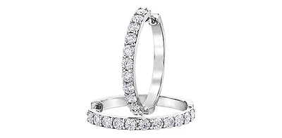 10K White Gold 3.00cttw Diamond Hoop Earrings