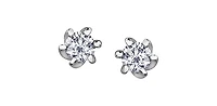 10K White Gold 0.16cttw Round Cut Canadian Diamond Stud Earrings