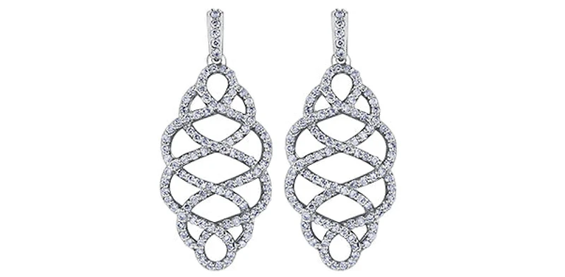 14K White Gold 0.52cttw Diamond Dangle Earrings