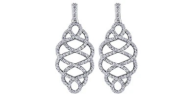 14K White Gold 0.52cttw Diamond Dangle Earrings