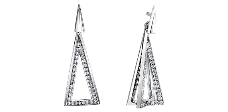 10K White Gold 0.20cttw Diamond Dangle Earrings