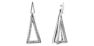 10K White Gold 0.20cttw Diamond Dangle Earrings