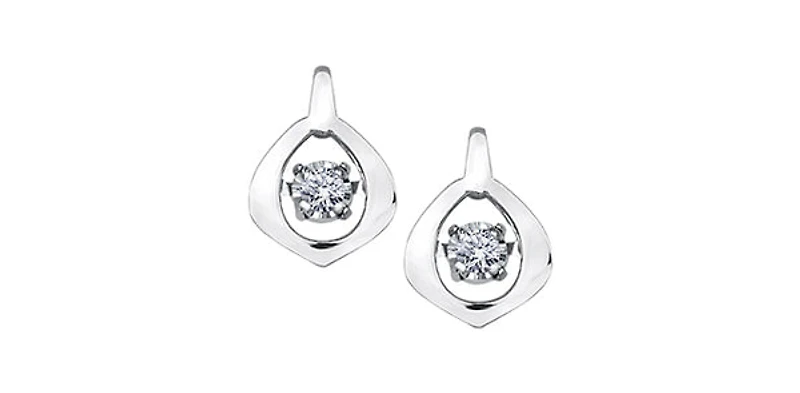10K White Gold 0.04 cttw Diamond Pulse Earrings
