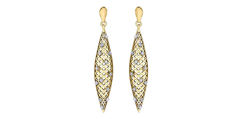 10K Yellow Gold 0.20cttw Diamond Dangle Earrings